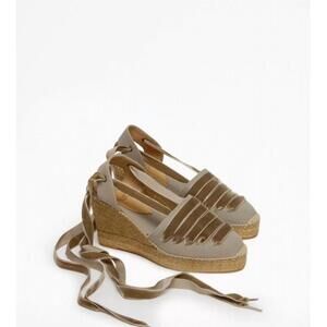 NEW PENELOPE CHILVERS women's high sevillana dali espadrille sandals in gray